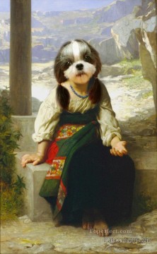 Toperfect オリジナルアート Painting - 古典の小さな犬の改訂版